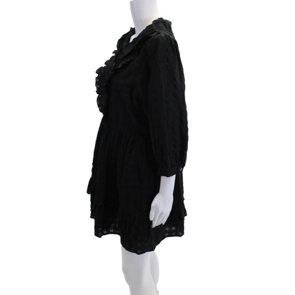 &Daughter Womens Striped Ruffled A Line Mini Dress Black Cotton Size 12 - Picture 2 of 5